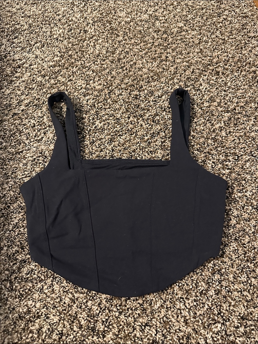 all in motion Black Square-Neck Crop Tank